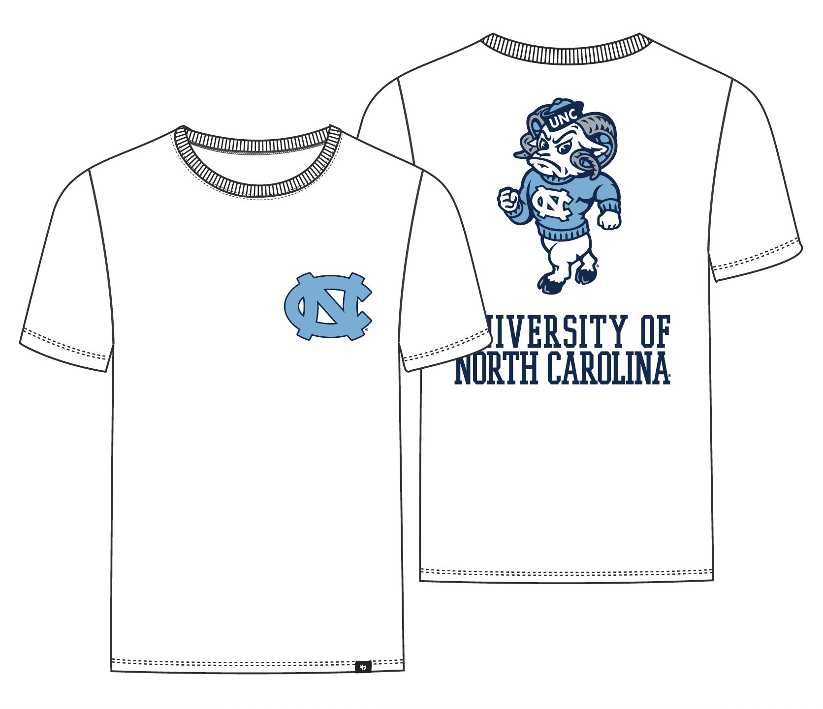 BACKER ECHO NORTH CAROLINA TAR HEELS - T-SHIRT 47-CC1098TEMECH661483 WW 47 BRAND