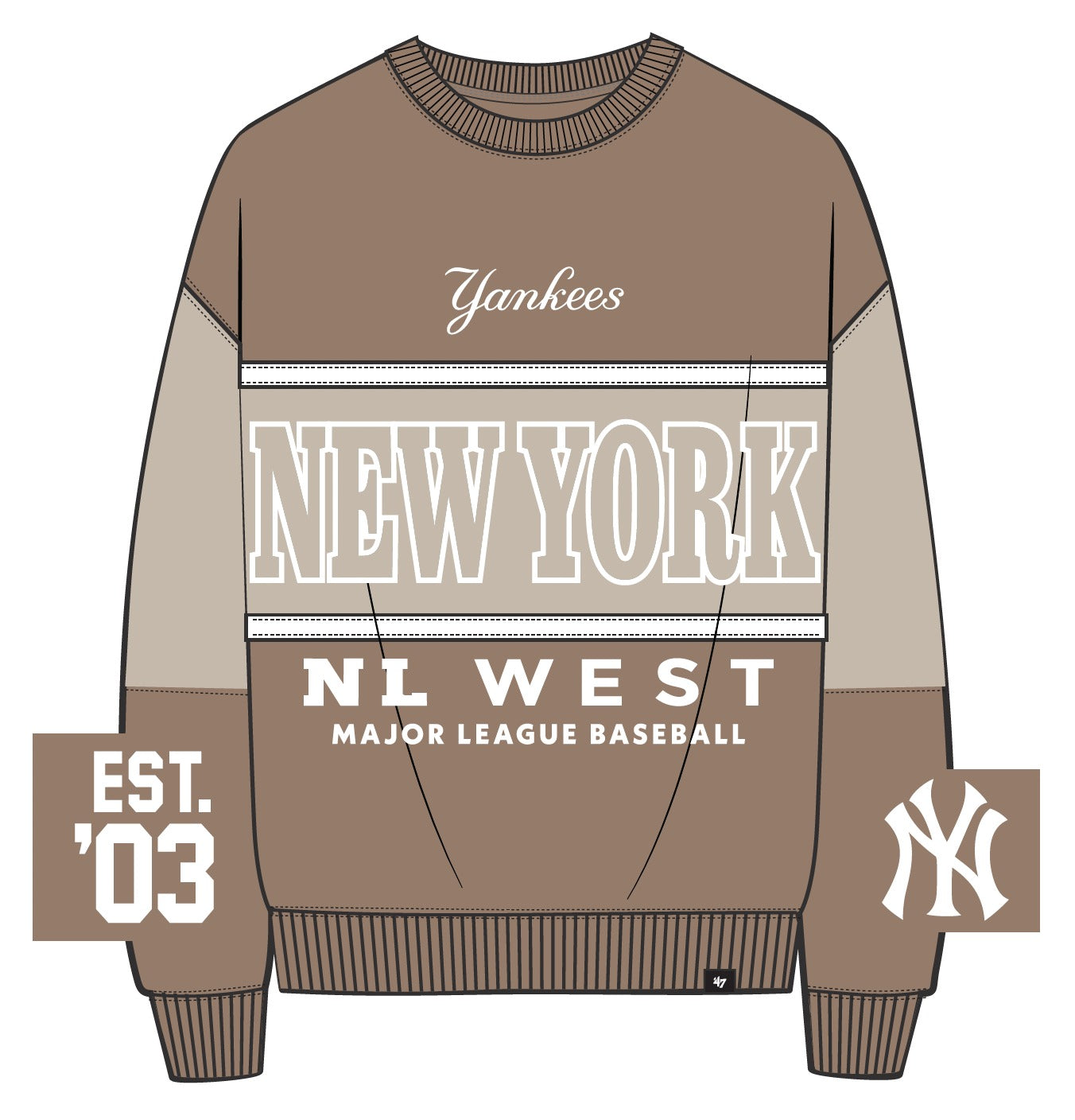 FRENCH TERRY MAXIMALIST NEW YORK YANKEES - FELPA 47-BB017PMXRDL707889 K0 47 BRAND