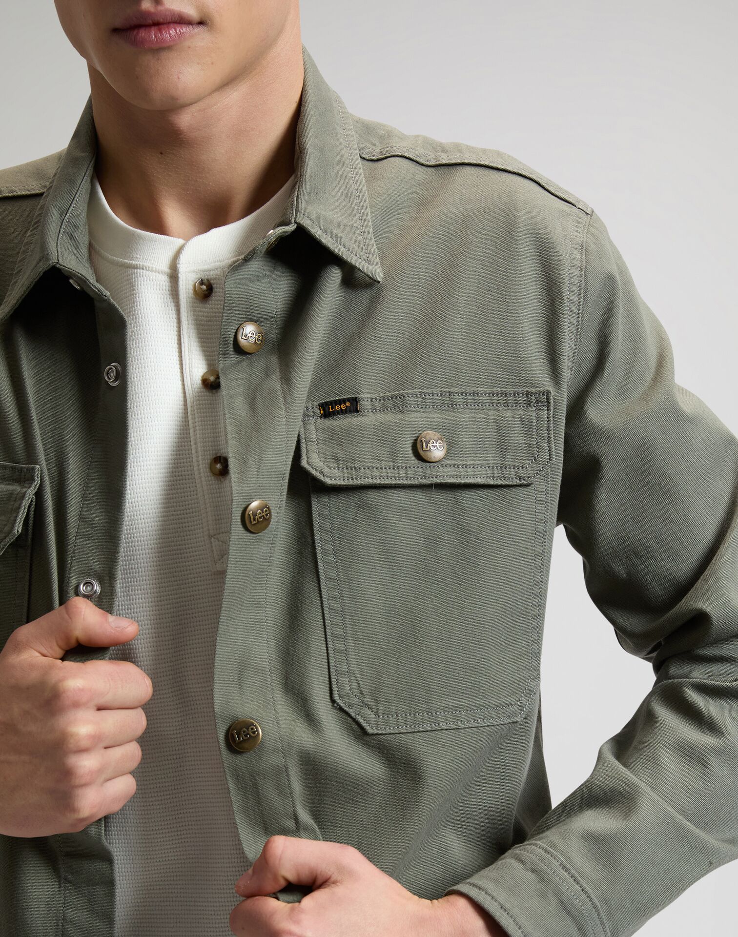 2 POCKET LICHEN OLIVE - CAMICIA 112376566 . LEE