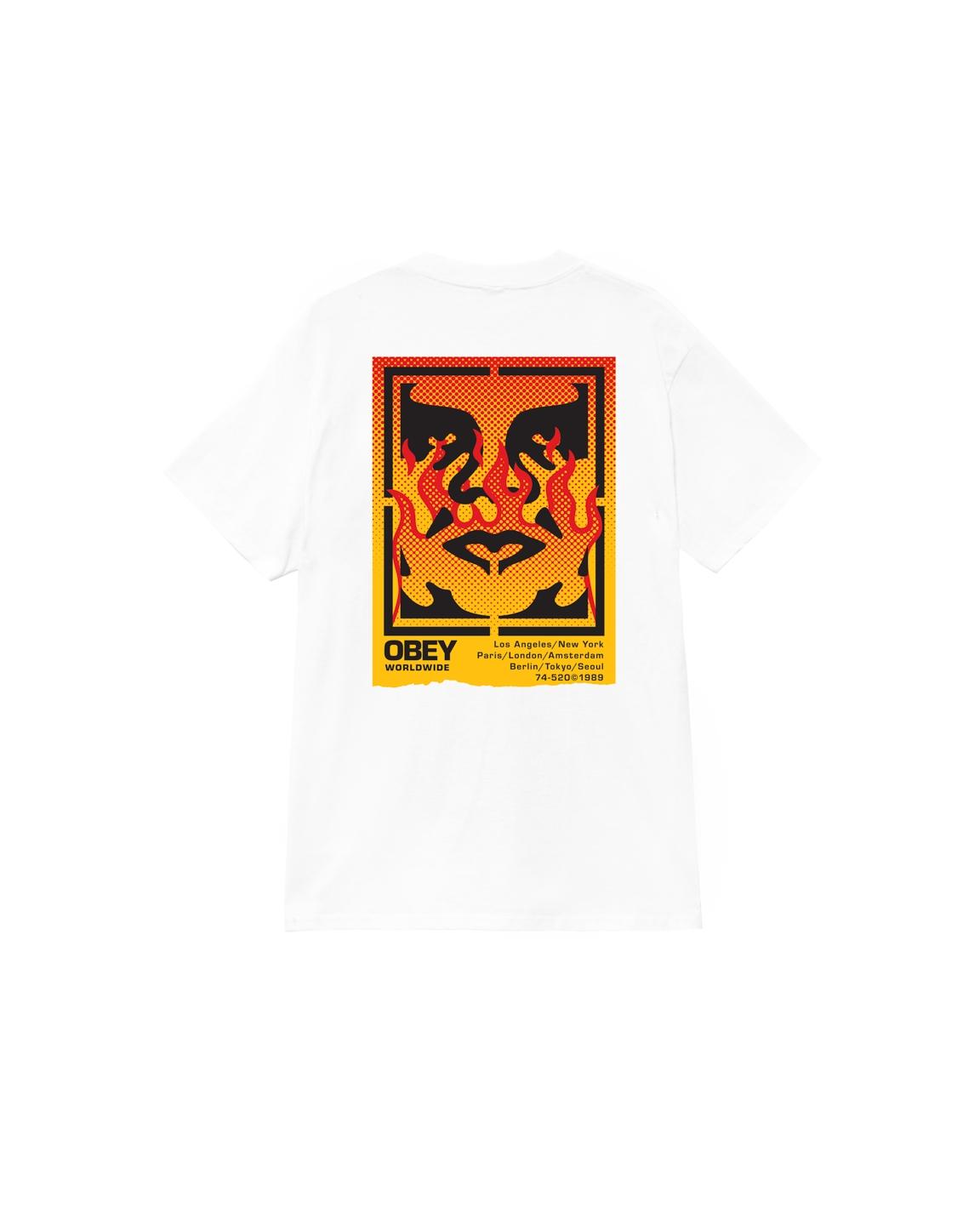 ICON STENCIL FLAME - T-SHIRT 22MC0001303 -WHT OBEY