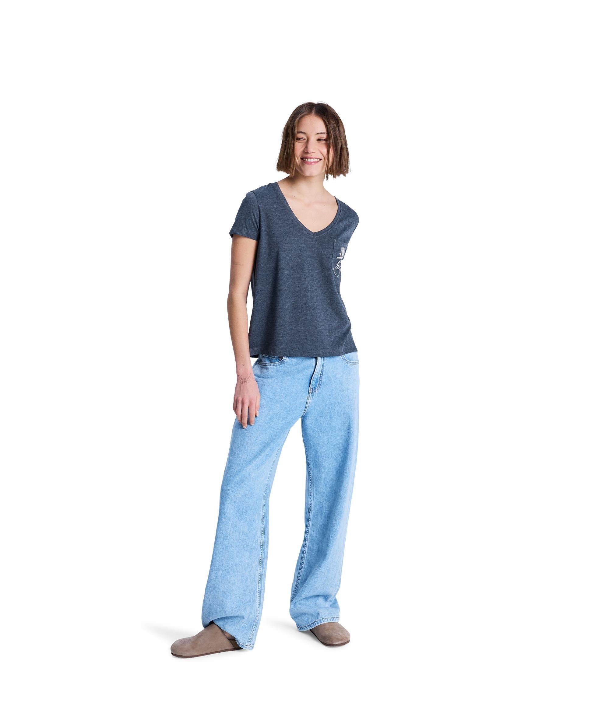 LAGUNA GREEN V NECK - T-SHIRT ERJZT06084 -KVJ0 ROXY