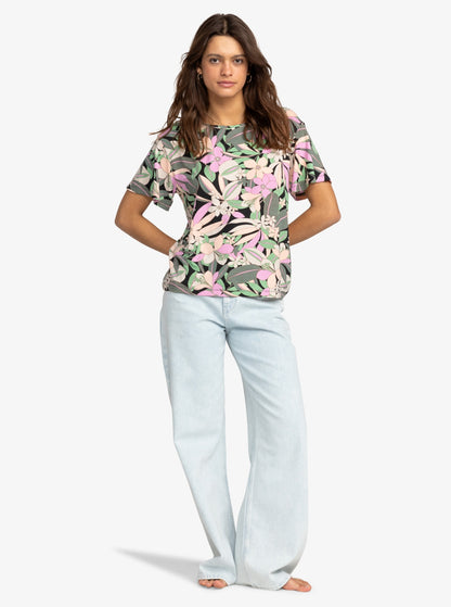 FLOWERS FOR LIFE - T-SHIRT ERJKT04104 -WBK3 ROXY 