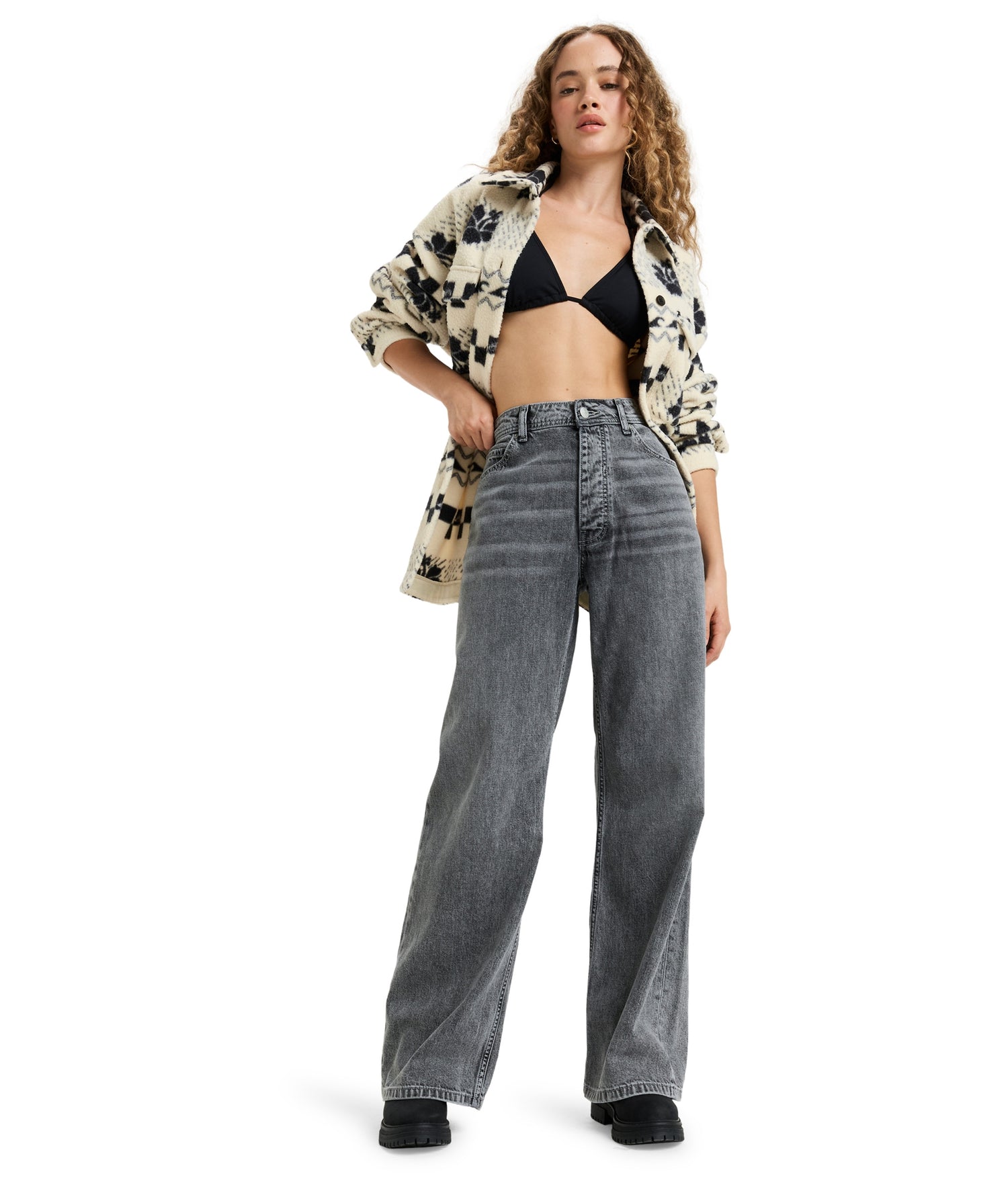 MILLA WIDE LEG REGULAR MID GR - JEANS ERJDP03312 -KPH0 ROXY 