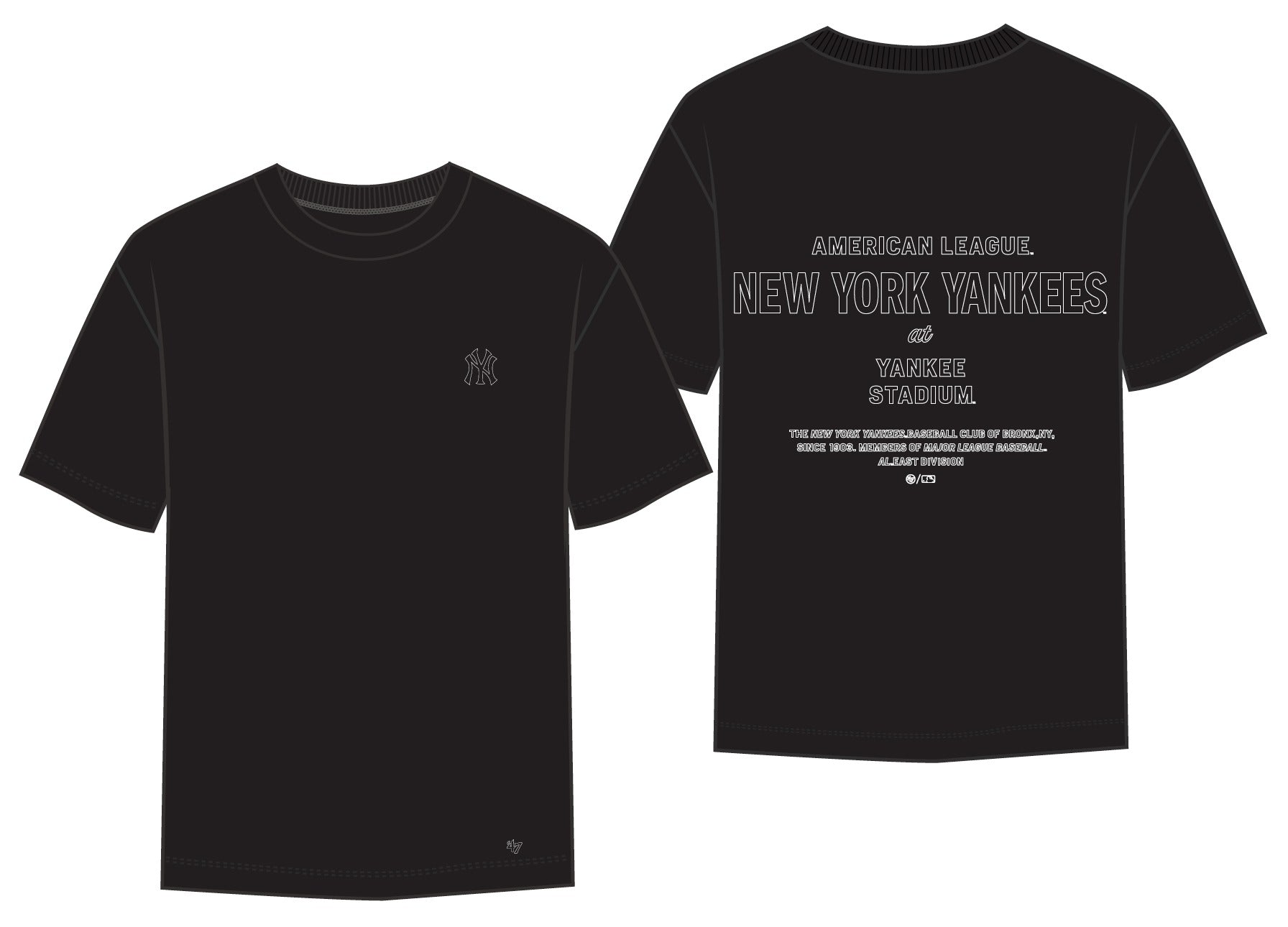 FOUNDATION NEW YORK YANKEES - T-SHIRT 47-BB017TMKKWL695031 BK 47 BRAND 