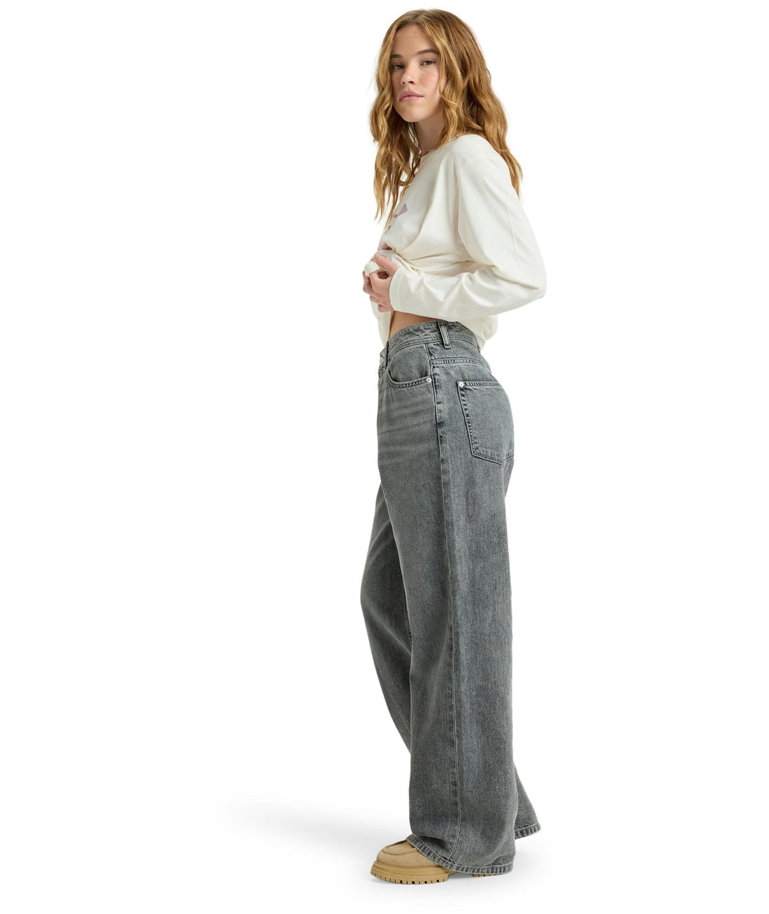 MILLA WIDE LEG REGULAR MID GR - JEANS ERJDP03312 -KPH0 ROXY 