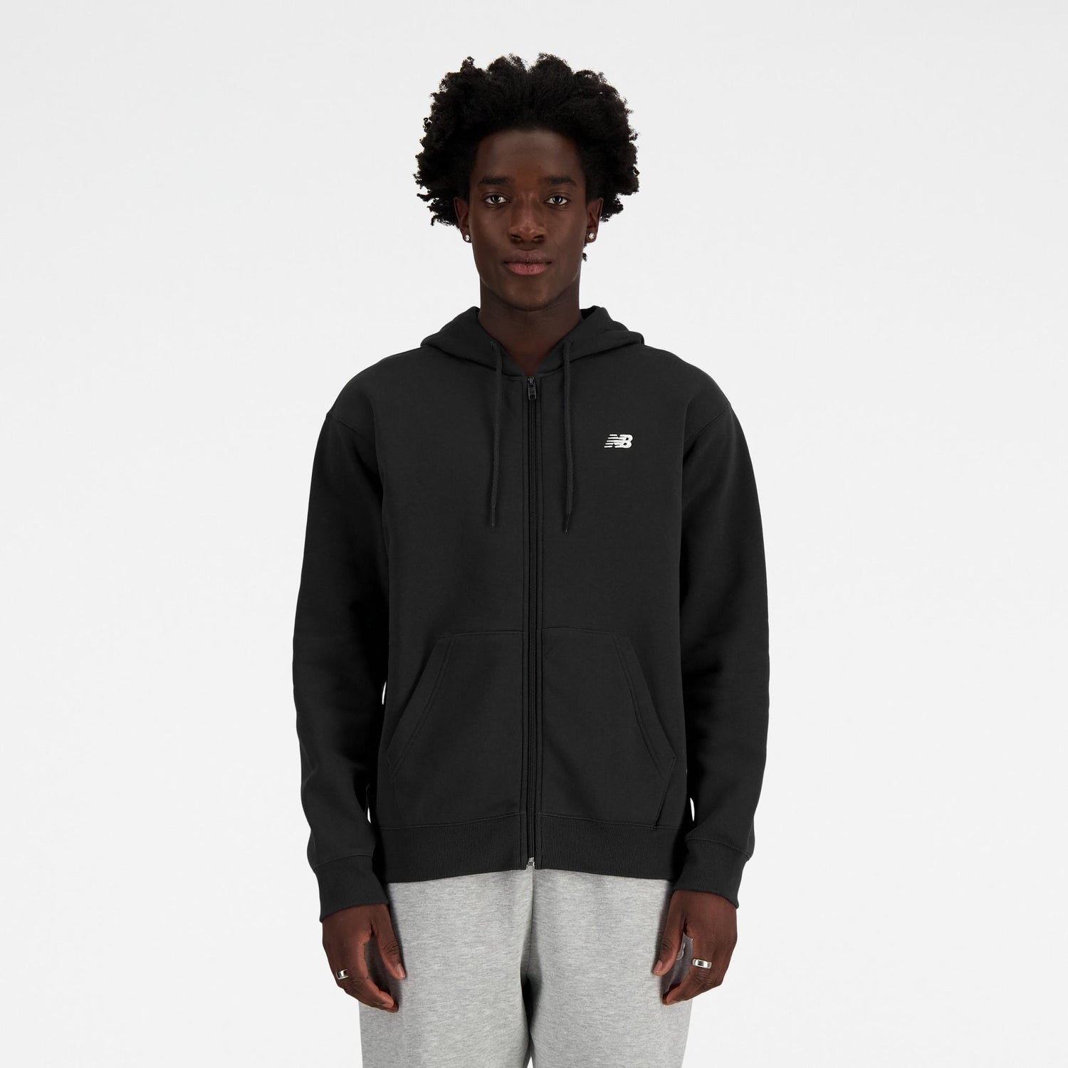SPORT ESSENTIALS LOGO FRENCH TERRY FULL ZIP - FELPA MJ41501BK . NEW BALANCE 