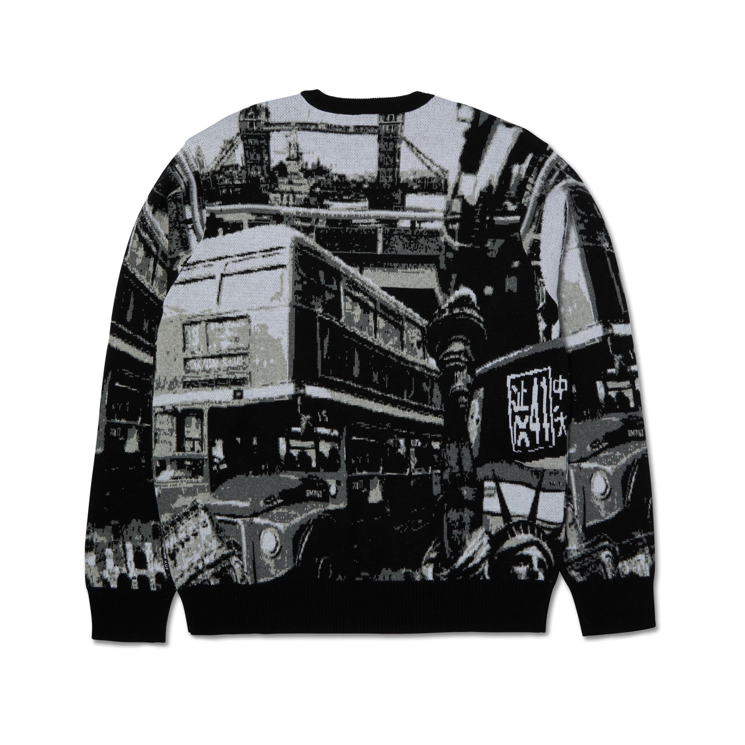 WORLDWIDE COMMUTER SWEATER - MAGLIA 71MC0001168 -BLACK HUF 
