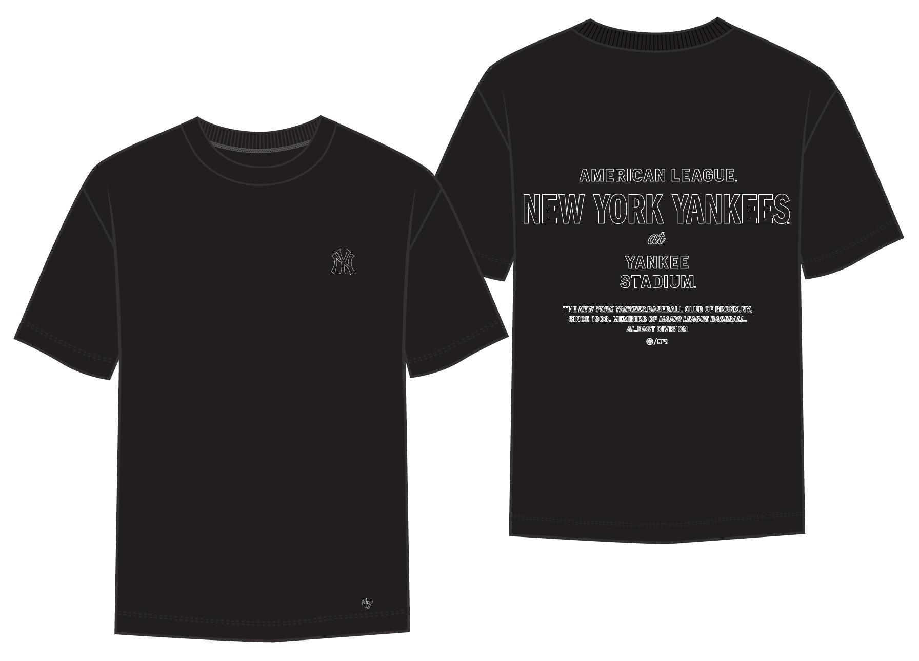 FOUNDATION NEW YORK YANKEES - T-SHIRT 47-BB017TMKKWL695031 BK 47 BRAND 