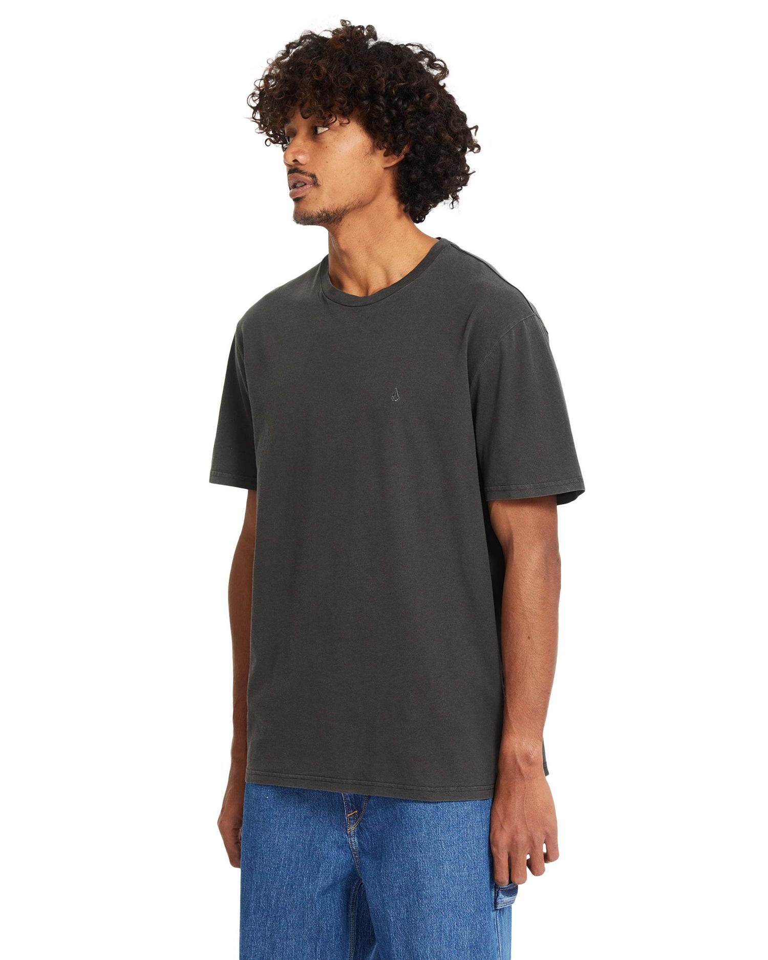 SOLID STONE EMB - T-SHIRT A5212610 _BLK VOLCOM 