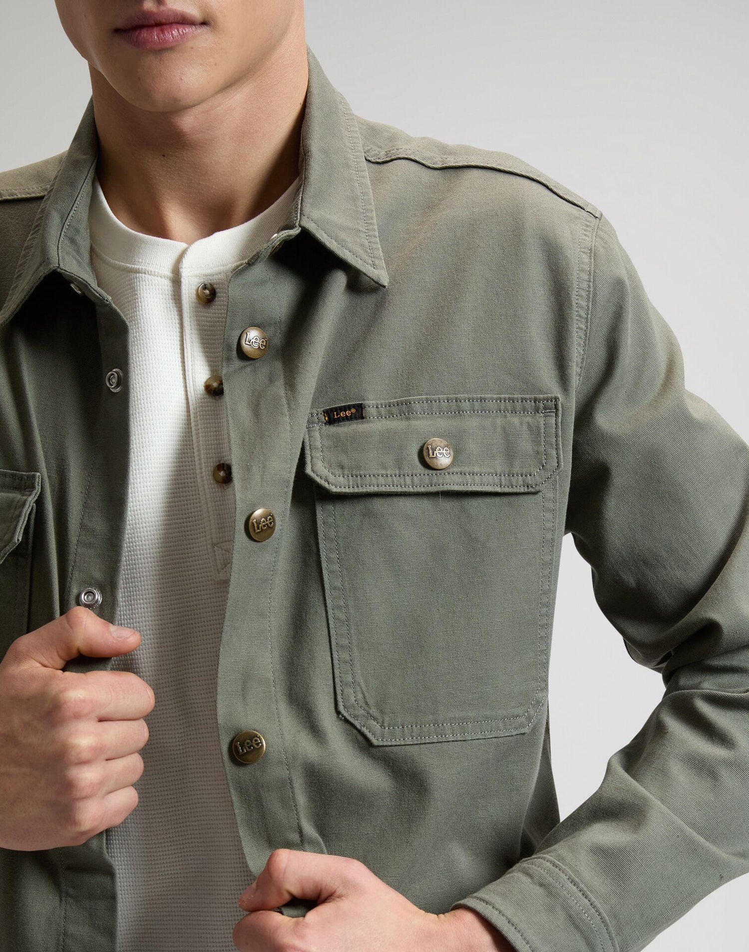 2 POCKET LICHEN OLIVE - CAMICIA 112376566 . LEE 