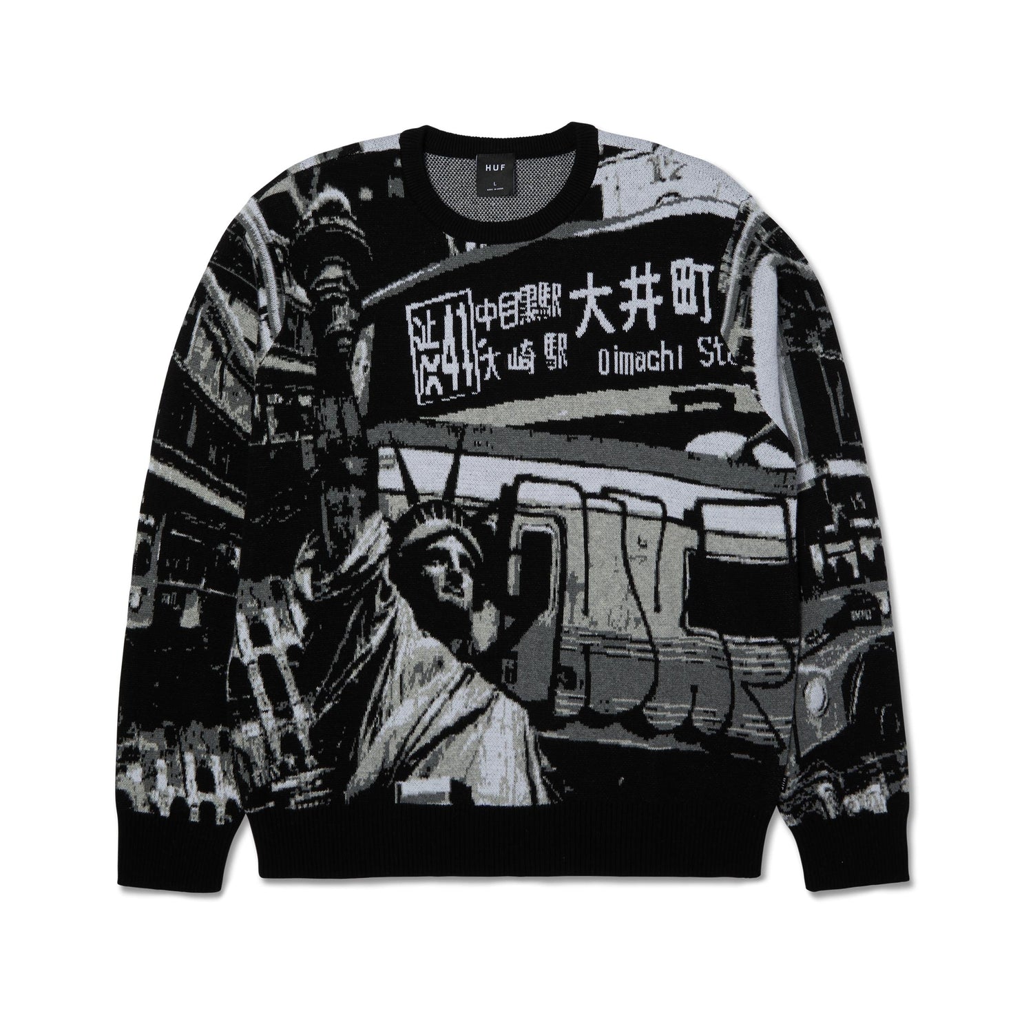 WORLDWIDE COMMUTER SWEATER - MAGLIA 71MC0001168 -BLACK HUF 