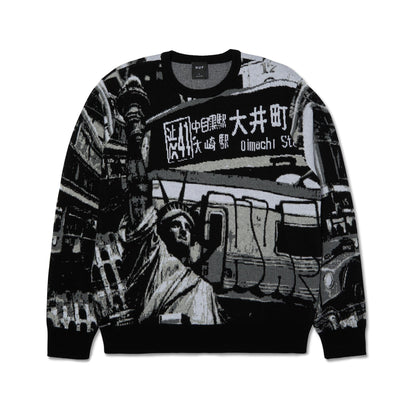 WORLDWIDE COMMUTER SWEATER - MAGLIA 71MC0001168 -BLACK HUF 