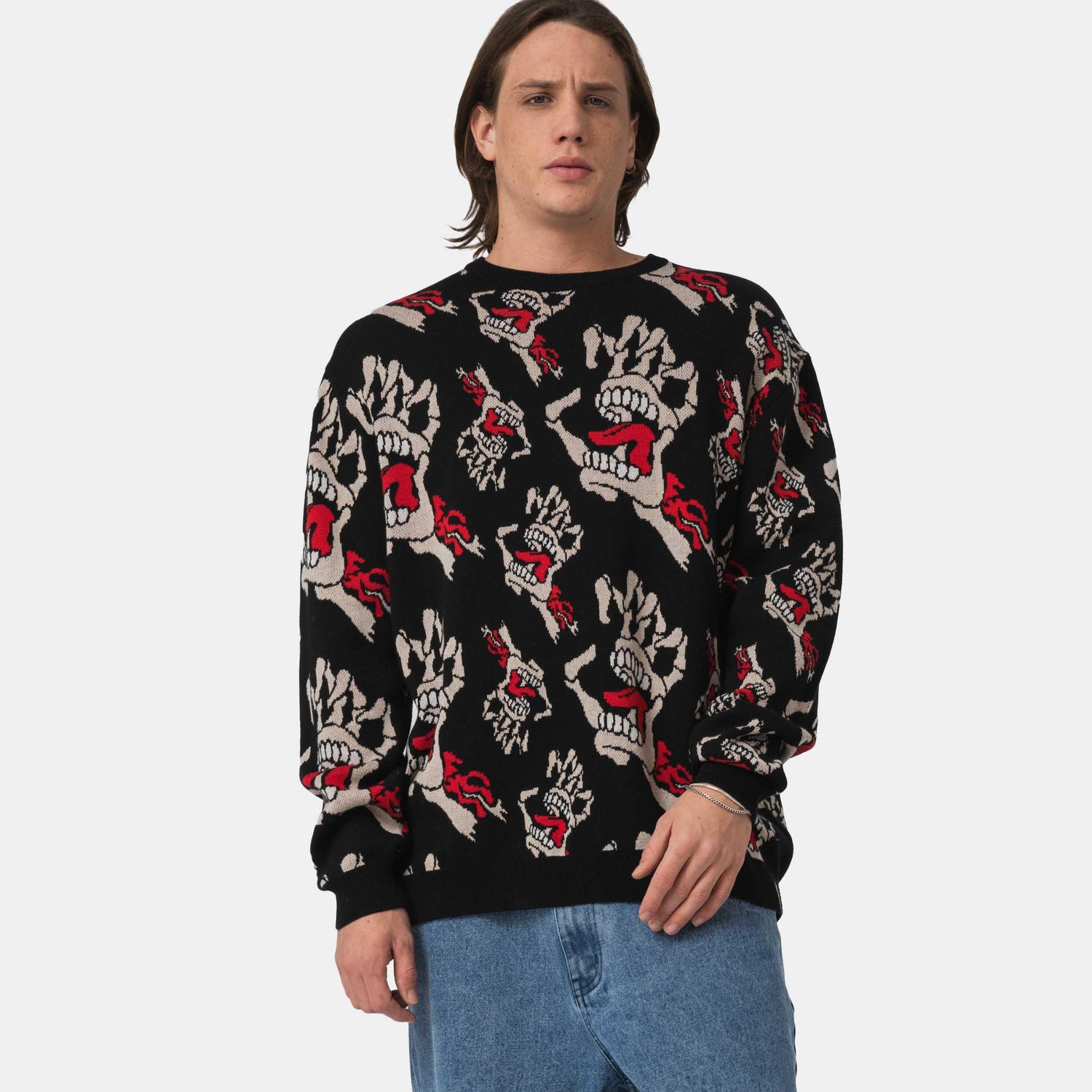 BONE HANDS ALL OVER - MAGLIA SCA-CRW-9776  SANTA CRUZ 