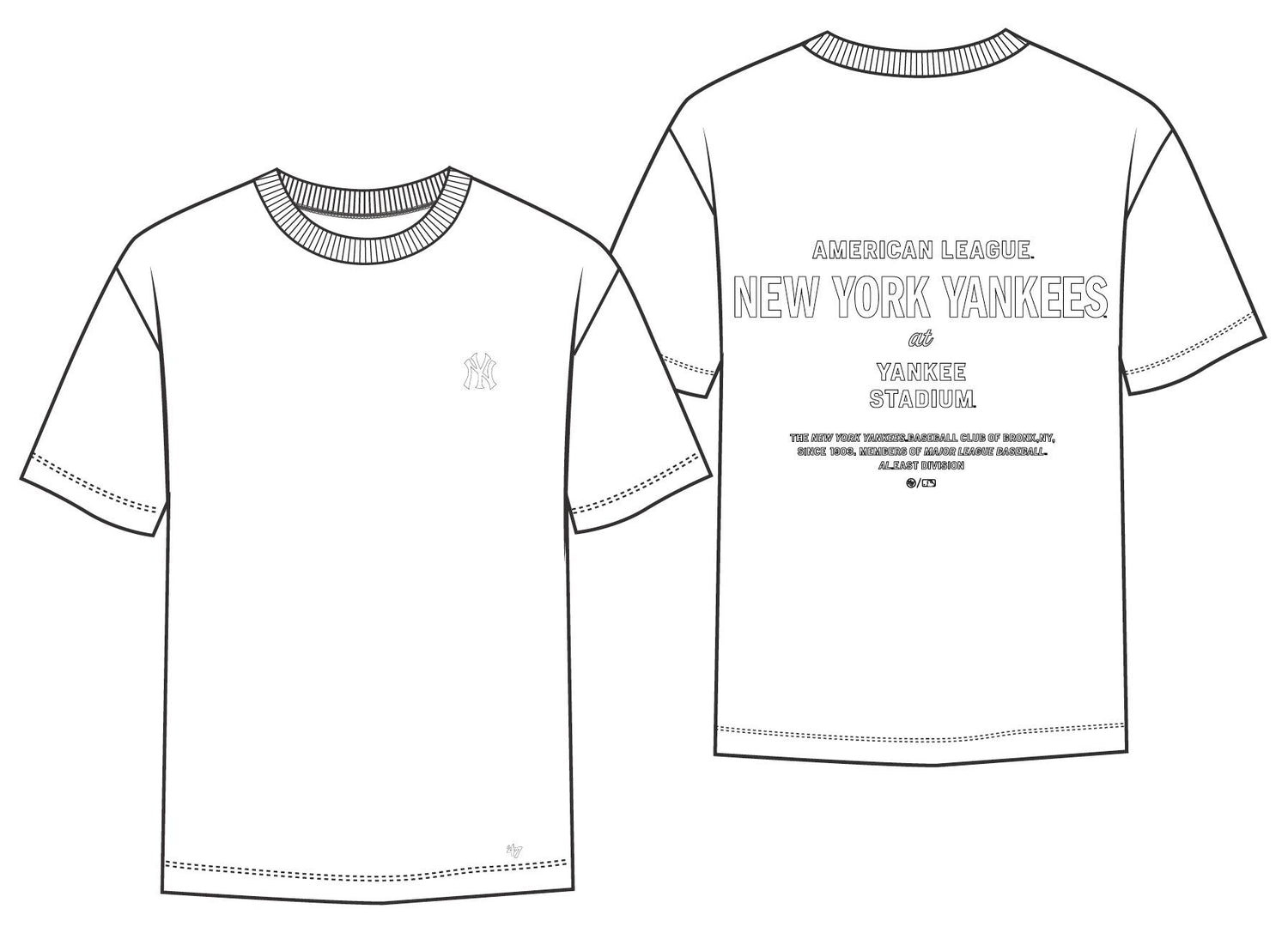 FOUNDATION NEW YORK YANKEES - T-SHIRT 47-BB017TMKKWL695030 WH 47 BRAND 