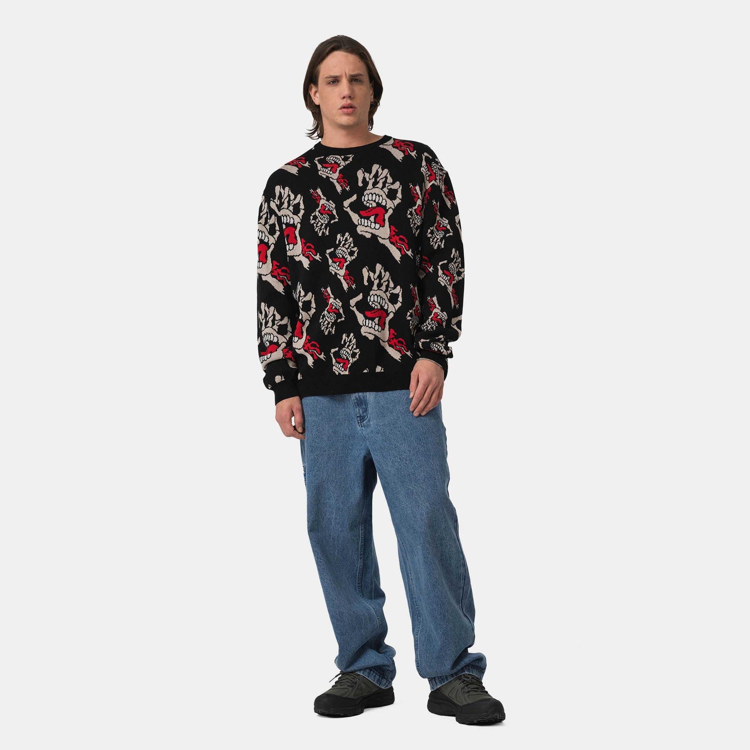 BONE HANDS ALL OVER - MAGLIA SCA-CRW-9776  SANTA CRUZ 