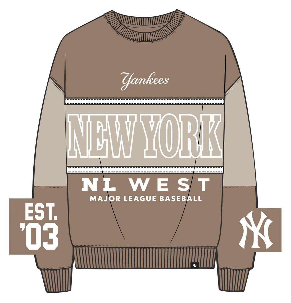 FRENCH TERRY MAXIMALIST NEW YORK YANKEES - FELPA 47-BB017PMXRDL707889 K0 47 BRAND 