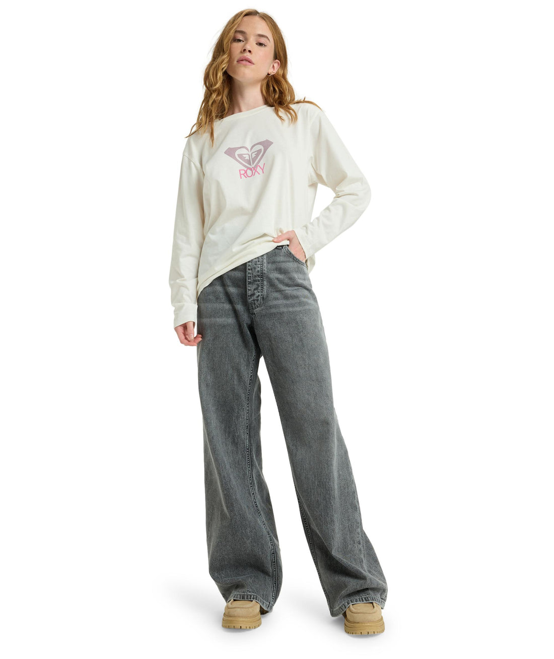 MILLA WIDE LEG REGULAR MID GR - JEANS ERJDP03312 -KPH0 ROXY 